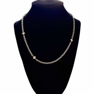 Judith Ripka .925 Sterling Silver Diamonique Diamond Station Necklace 18”L